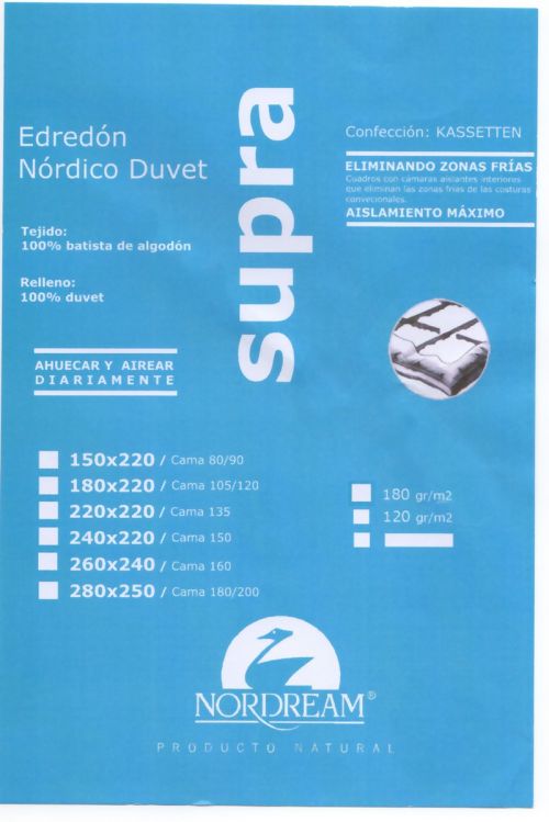 RELLENO NORDICO PLUMON DUVET 100% NORDREAM SUPRA